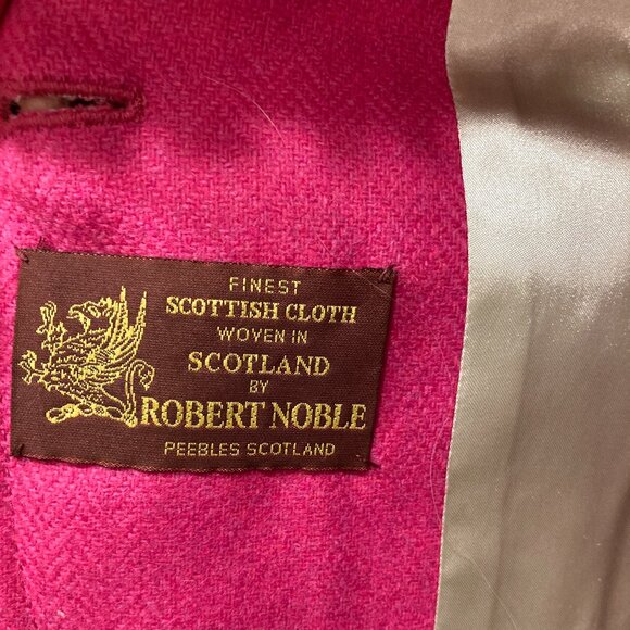 Fuchsia Pink J Crew Robert Noble Herringbone Tweed Wool Blazer Fitted Size 10 - Picture 3 of 9